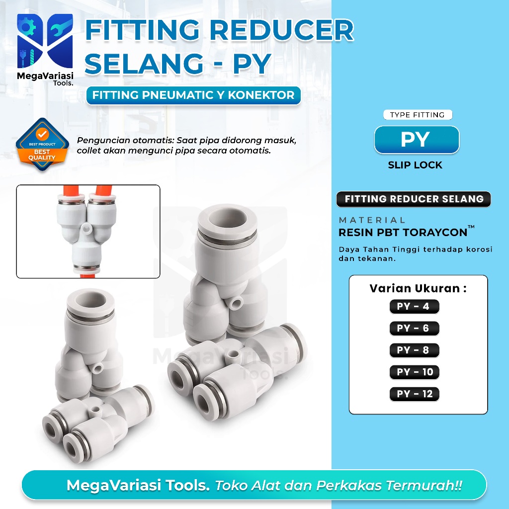 Fitting Y Pneumatik Py Anti Karat 3 Arah