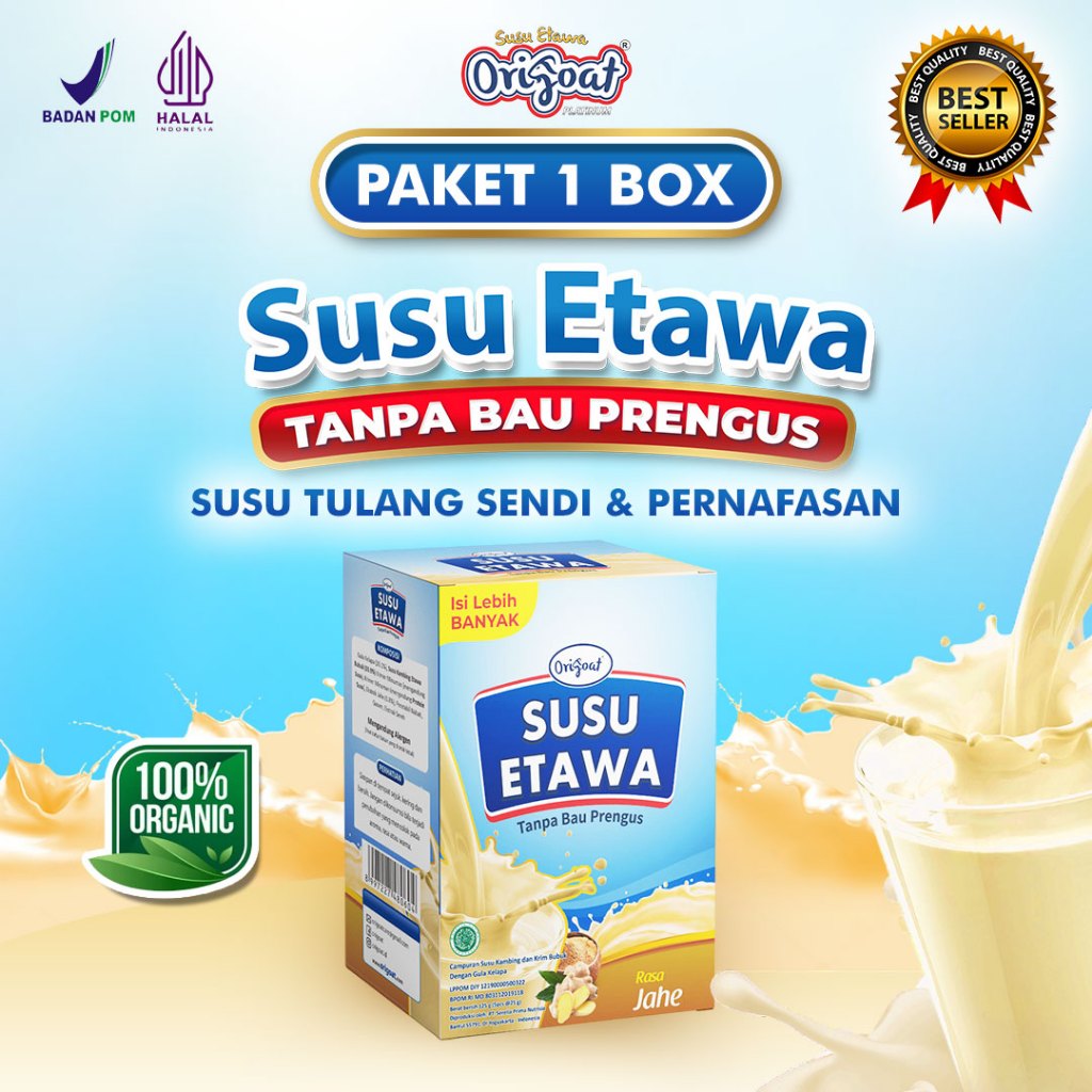 

Origoat Susu Kambing Etawa Susu Herbal Nyeri Sendi Asam Urat Pegal Linu Osteoporosis BPOM 125 gram