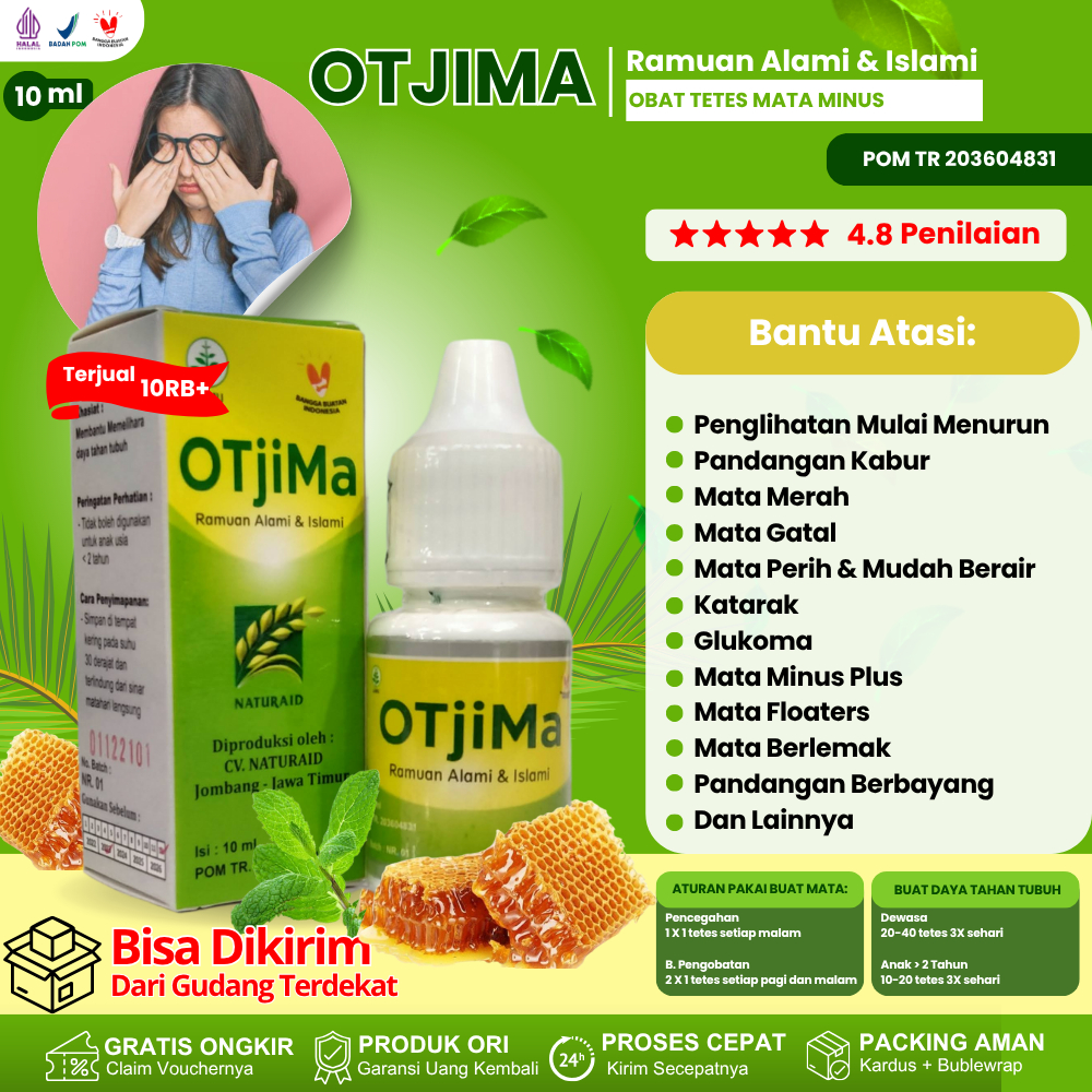 OTJIMA Obat Tetes Mata Herbal Original BPOM Ampuh atasi Mata Minus Silinder Buram Mata Floaters Glau