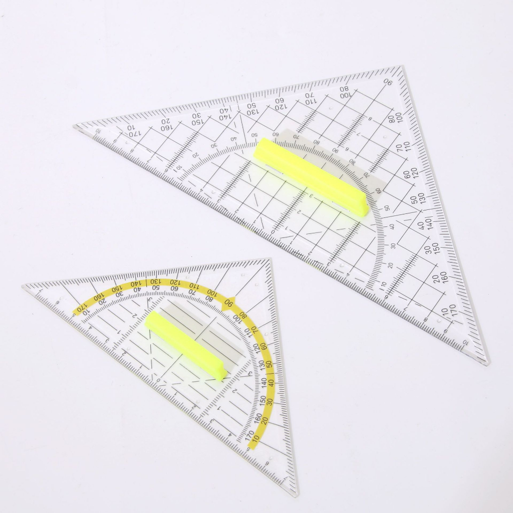 

Penggaris segitiga teknik transparan dengan pegangan