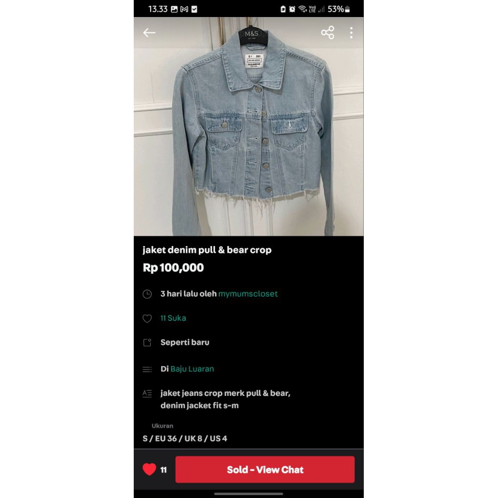 jaket preloved denim