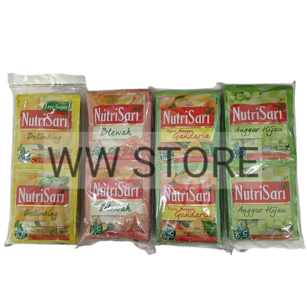 

Minuman serbuk bubuk halal MUI NutriSari Nutri Sari Belimbing ( Less Sugar ) 10x6g Mangga Gandaria Anggur Hijau Blewah 10x11g Instant Powder Drink