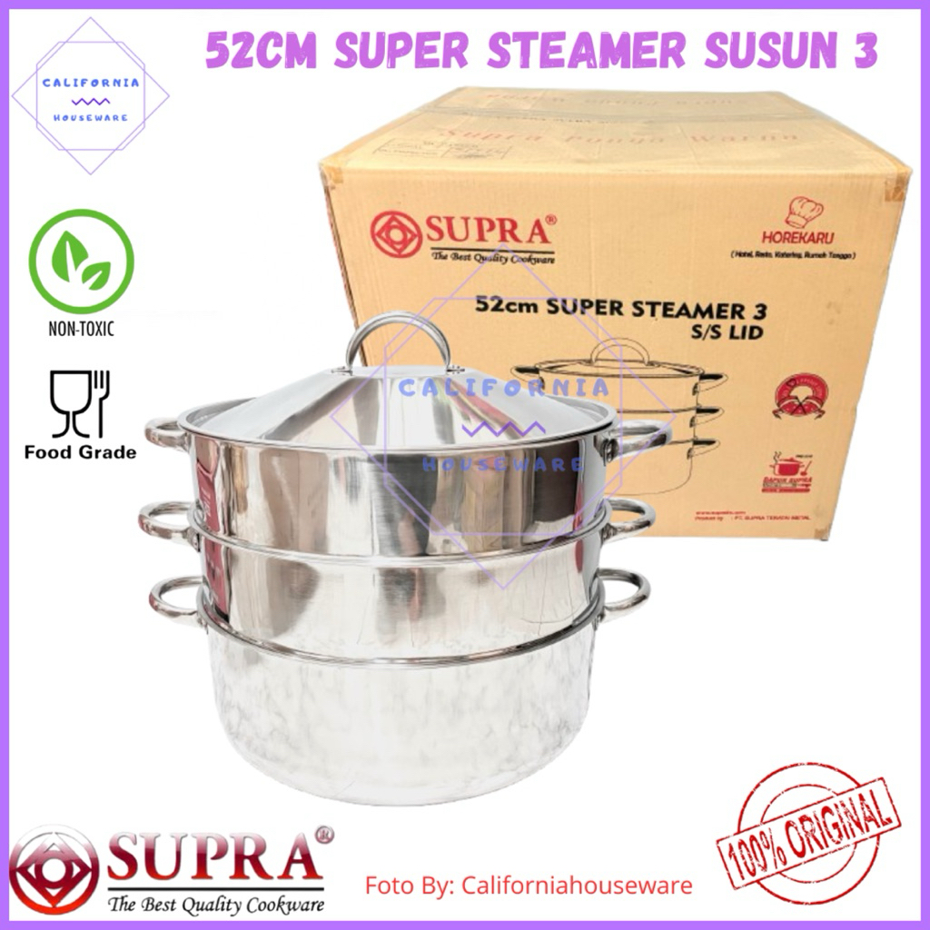 Panci Steamer Supra 52cm Susun 3/Panci Kukusan Supra 52cm Susun 3/Supra Super Steamer 52cm