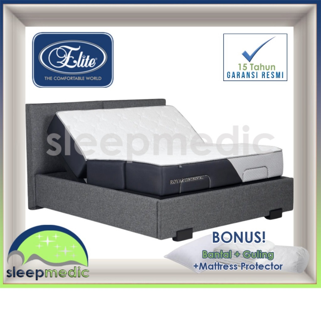 ELITE Adjustable SpringBed ROYAL CONTINENTAL Pocket Spring Natural Latex Plush Empuk ( FULL SET ) uk