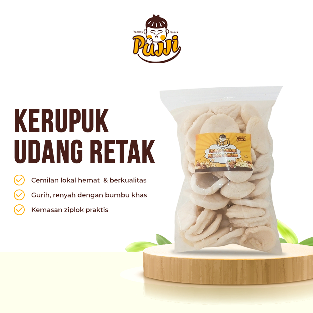 

Kerupuk Udang Retak Pujji Snack 160gr | Rasa Khas Udang Segar Gurih Lezat Luntur, Tekstur Renyah Kriuk Gila-Crispy, Bikin Nagih Habisin Dalam Sekejap | Camilan Gurih Favorit Setiap Momen!
