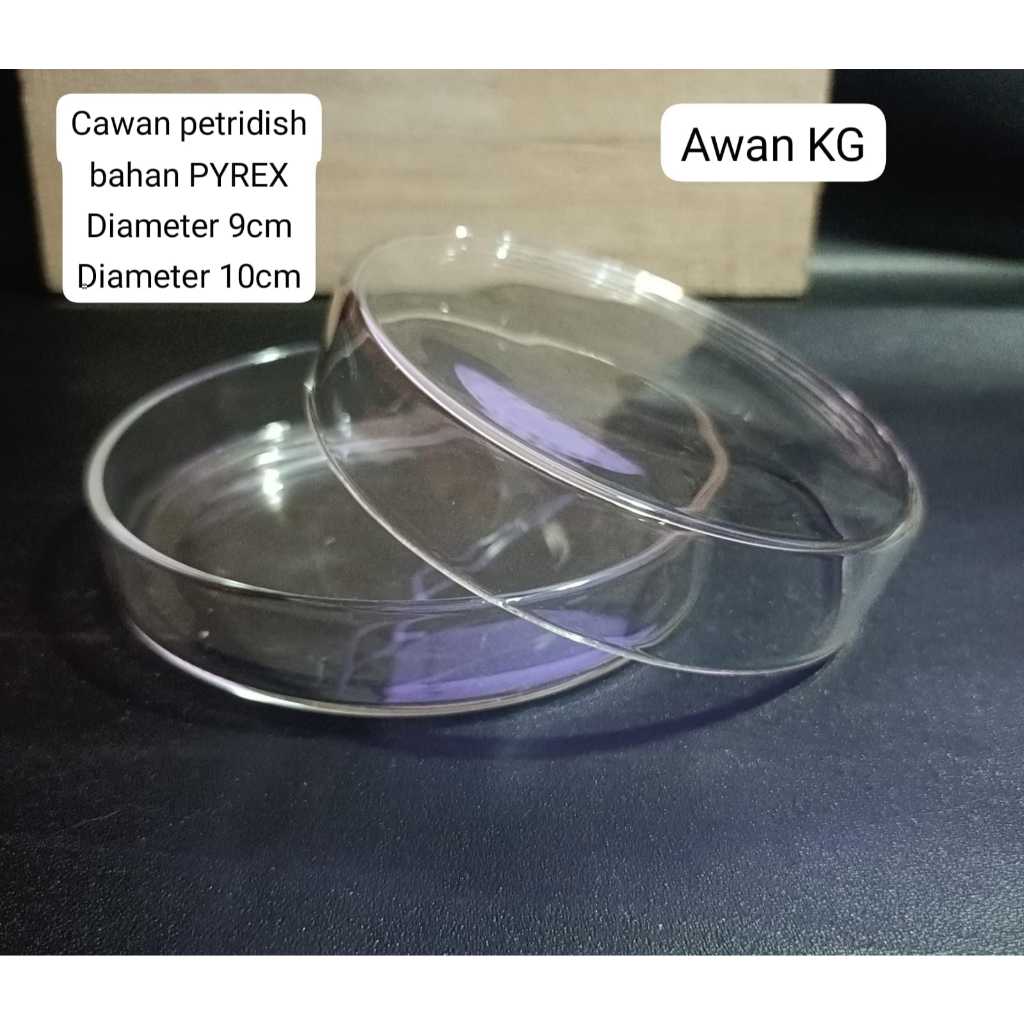 cawan pertidish petri bahan pyrex diameter 10cm
