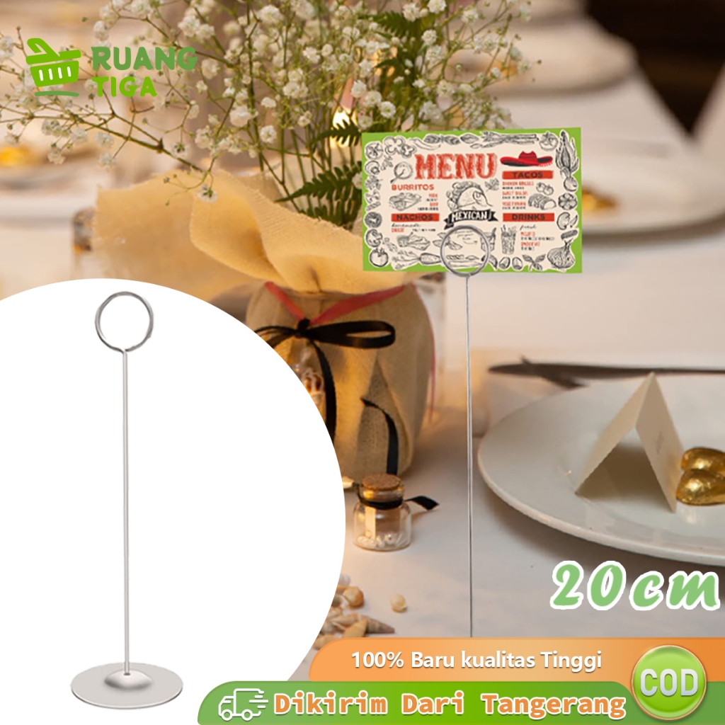

20cm Tiang Nomor Meja Stainless Menu Stand Table Number Holder Stand