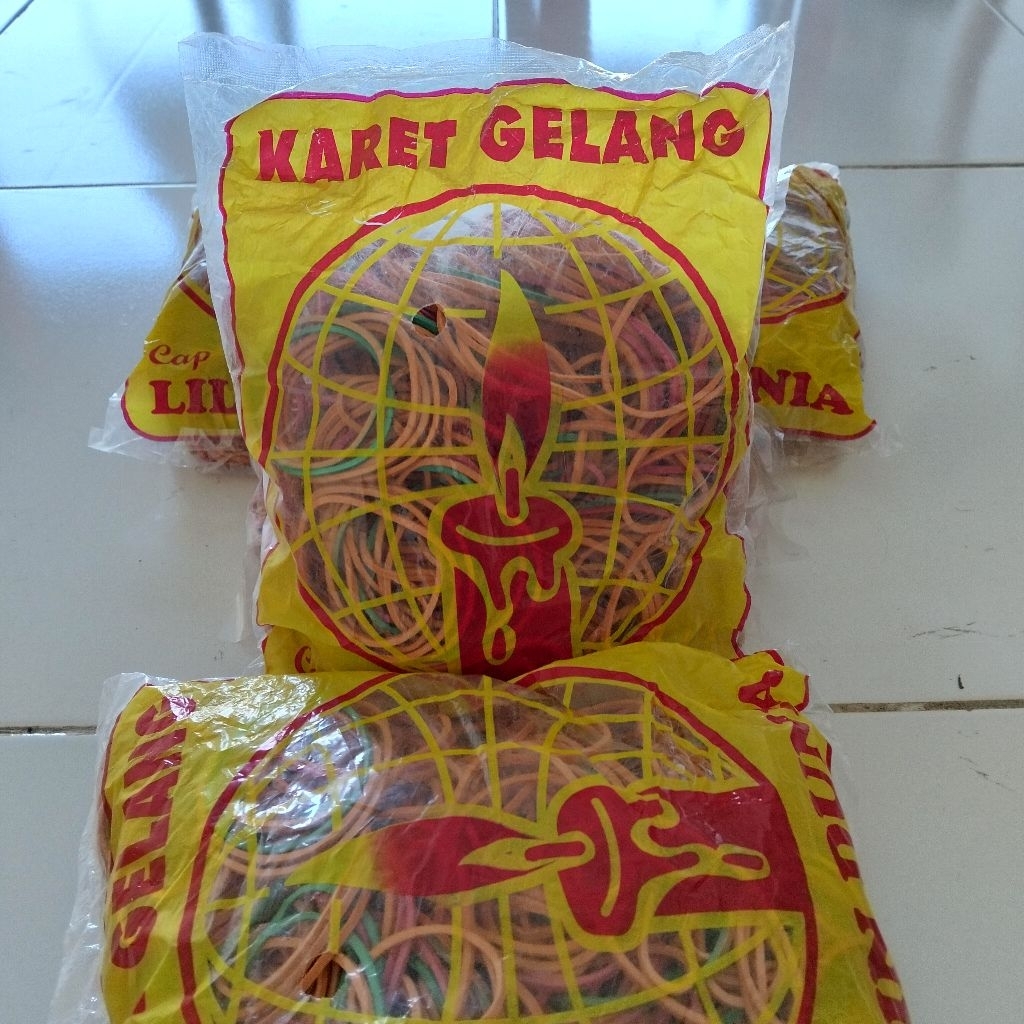 

Karet gelang karet buat bungkus nasi 500gr cap LILIN DUNIA