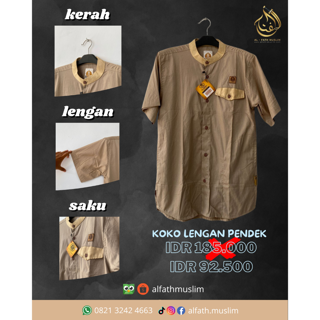 koko lengan pendek koko coklat muslim koko pria koko laki-laki koko murah koko kekinian koko keren k