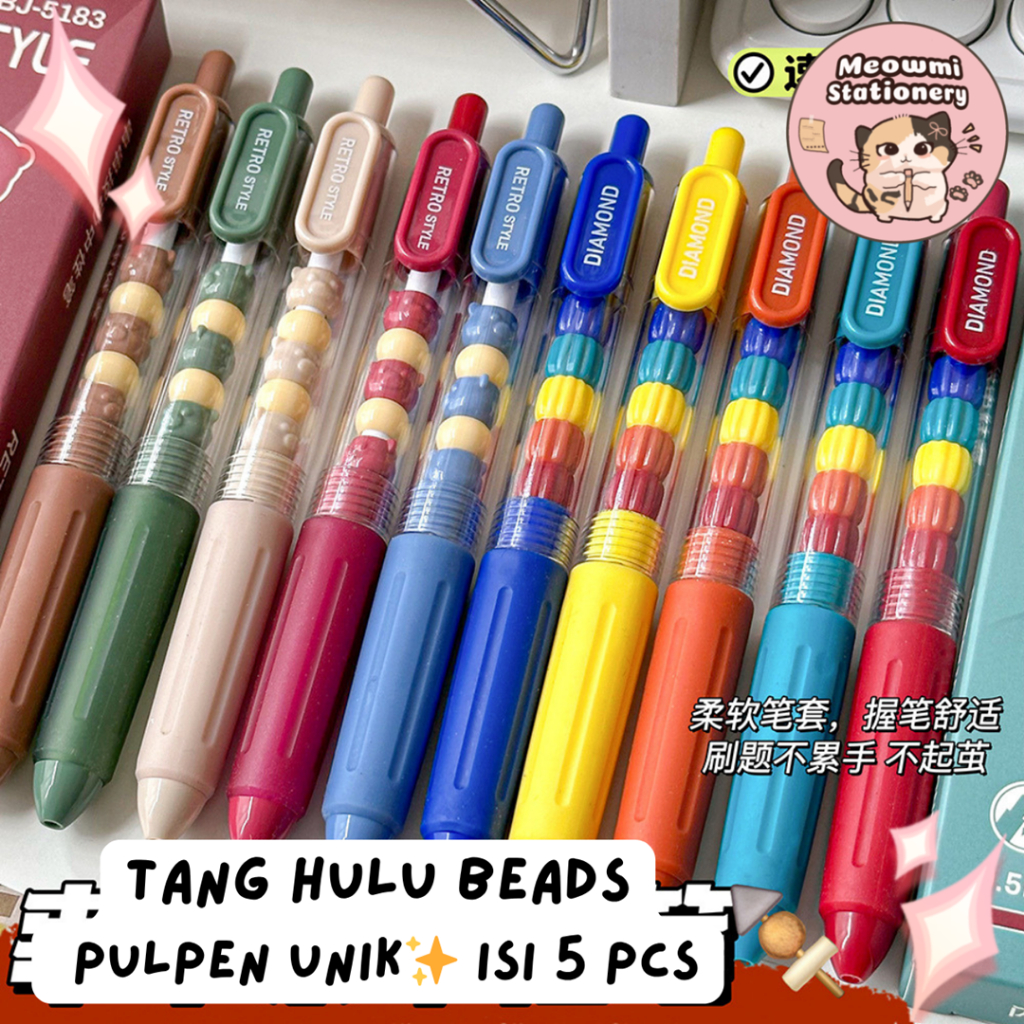

5pcs Pulpen Mekanik Unik Beads Tang Hulu Ins Kekinian PN0398