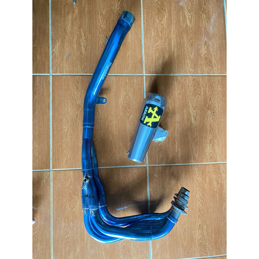 arrow prorace titanium fullsistem zx25r header blue 77 speedshop dan spion revv original