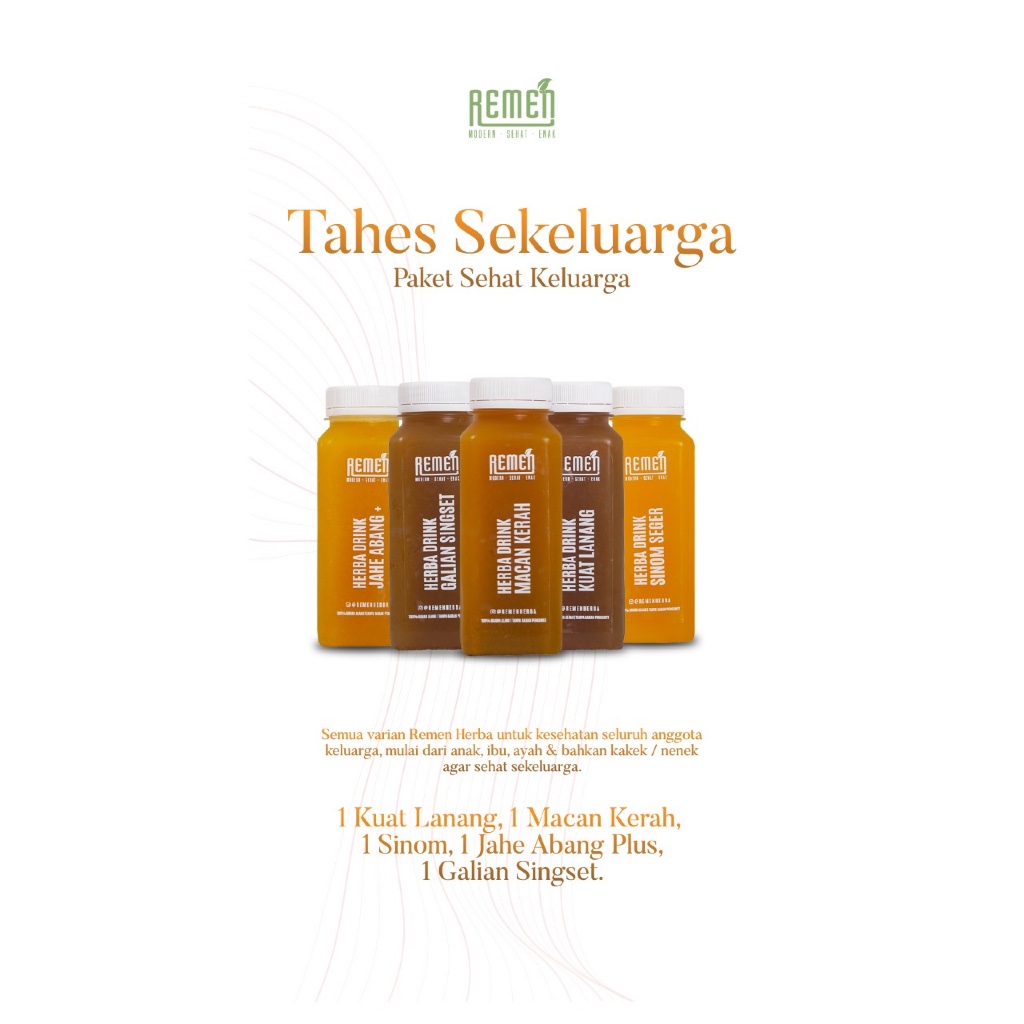 

Remen Paket Tahes Sekeluarga – 5 Varian Herbal Lengkap untuk Kesehatan Satu Keluarga