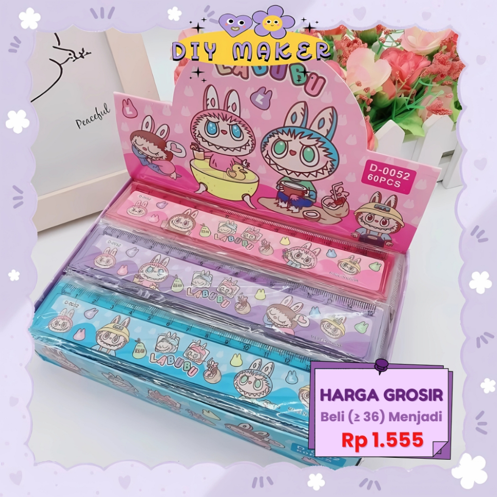 

DM Penggaris Transparan Karakter 15 Cm Sanrio Labubu Capybara Lucu Garisan Mistar Alat Tulis Anak