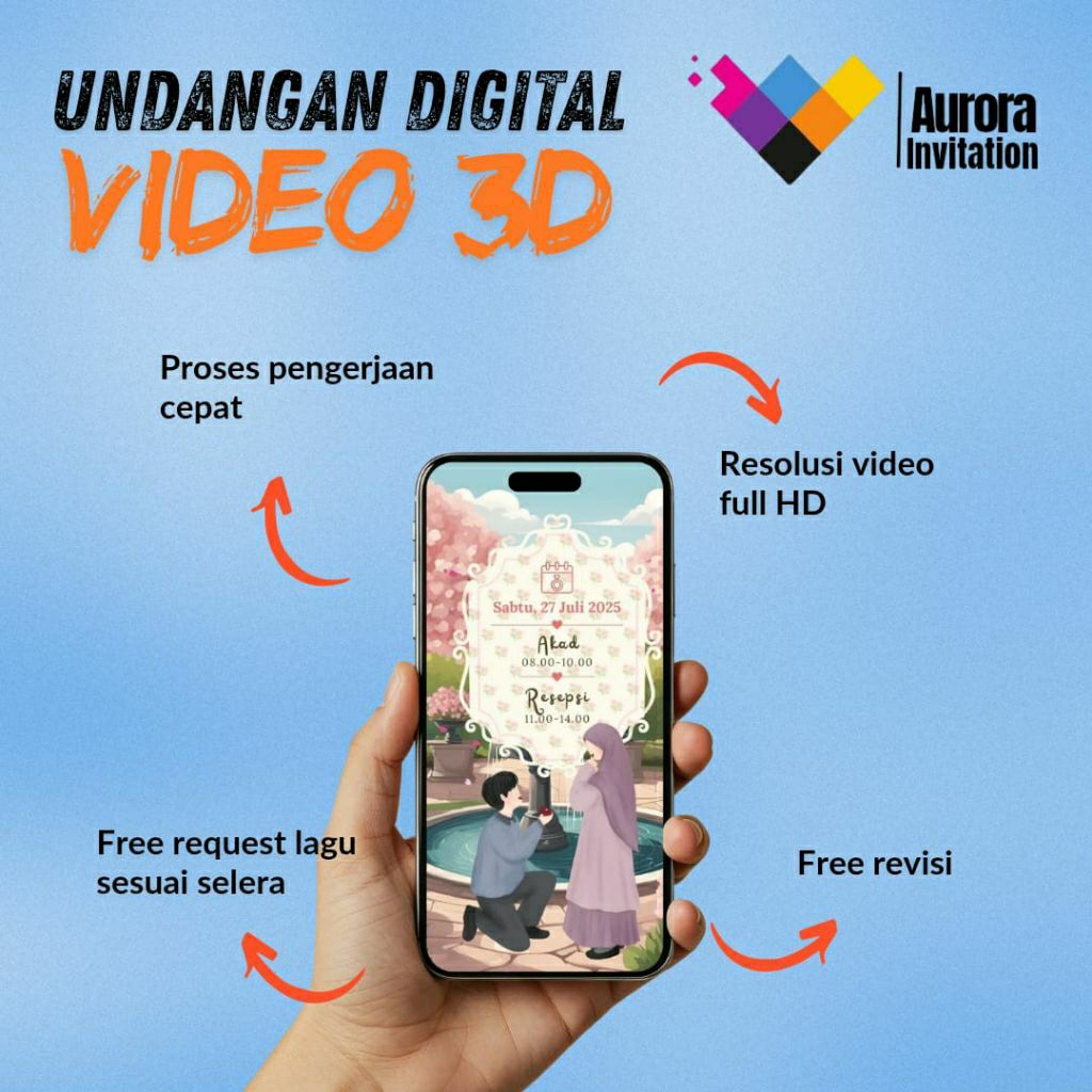 Undangan Digital Video Pernikahan 3D Free Revisi murah