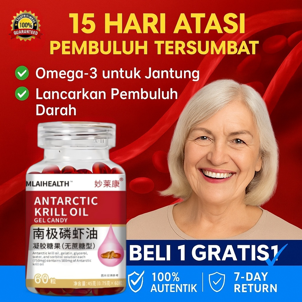 Minyak Krill Antartika Original 60 Kapsul - Meningkatkan Sirkulasi Darah