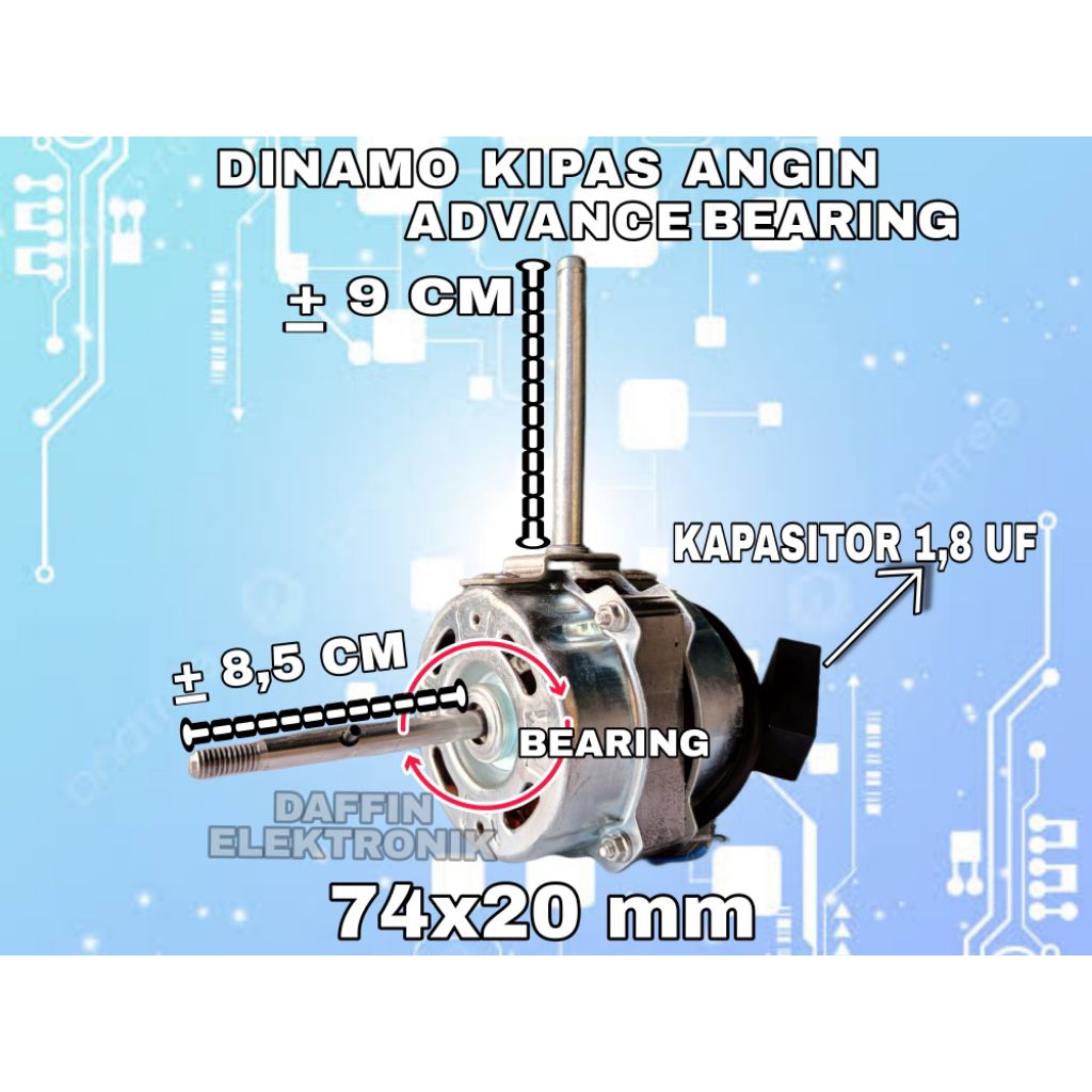 Dinamo Kipas Angin Advance Dobel Bearing Laker
