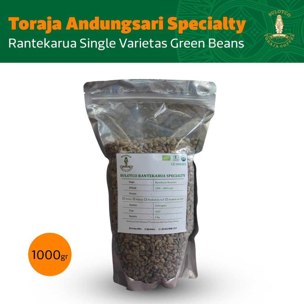

Greenbeans Sulotco Toraja Rantekarua Specialty Single Variety - Andungsari