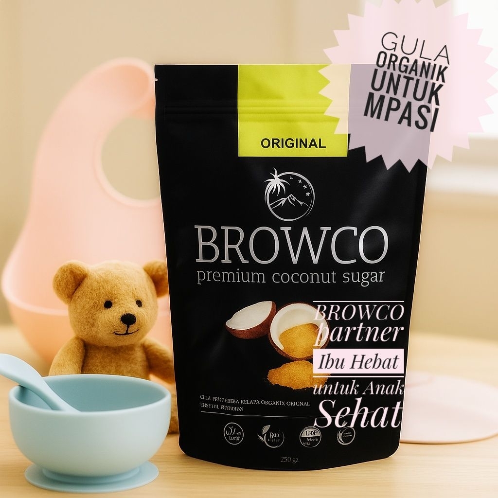 

BROWCO COCONUT SUGAR – Gula Kelapa Organik Serbuk untuk MPASI & Masakan Sehat