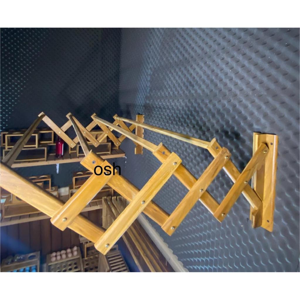 OSH..JEMURAN DINDING/JEMURAN LIPAT PANJANG 1M BERBAHAN KAYU JATI