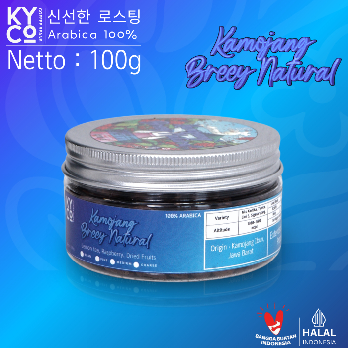 

Biji Kopi Arabika Kamojang Breey Natural 100 gram - Specialty Coffee | Roast Beant | Kamojang Ibun | Medium Roast | Kiyowo Coffee Roastery
