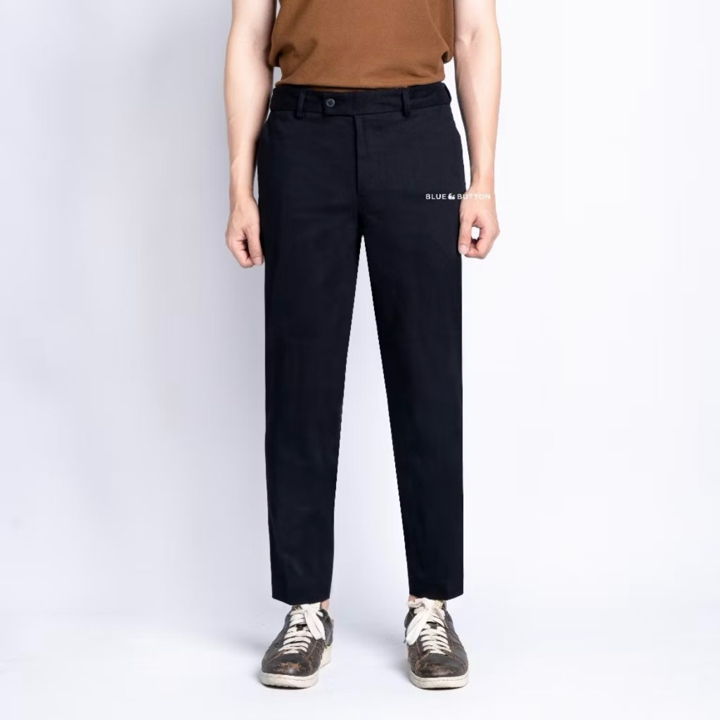 BlueButton Celana Chino Ankle Pants Slim Fit Black - new