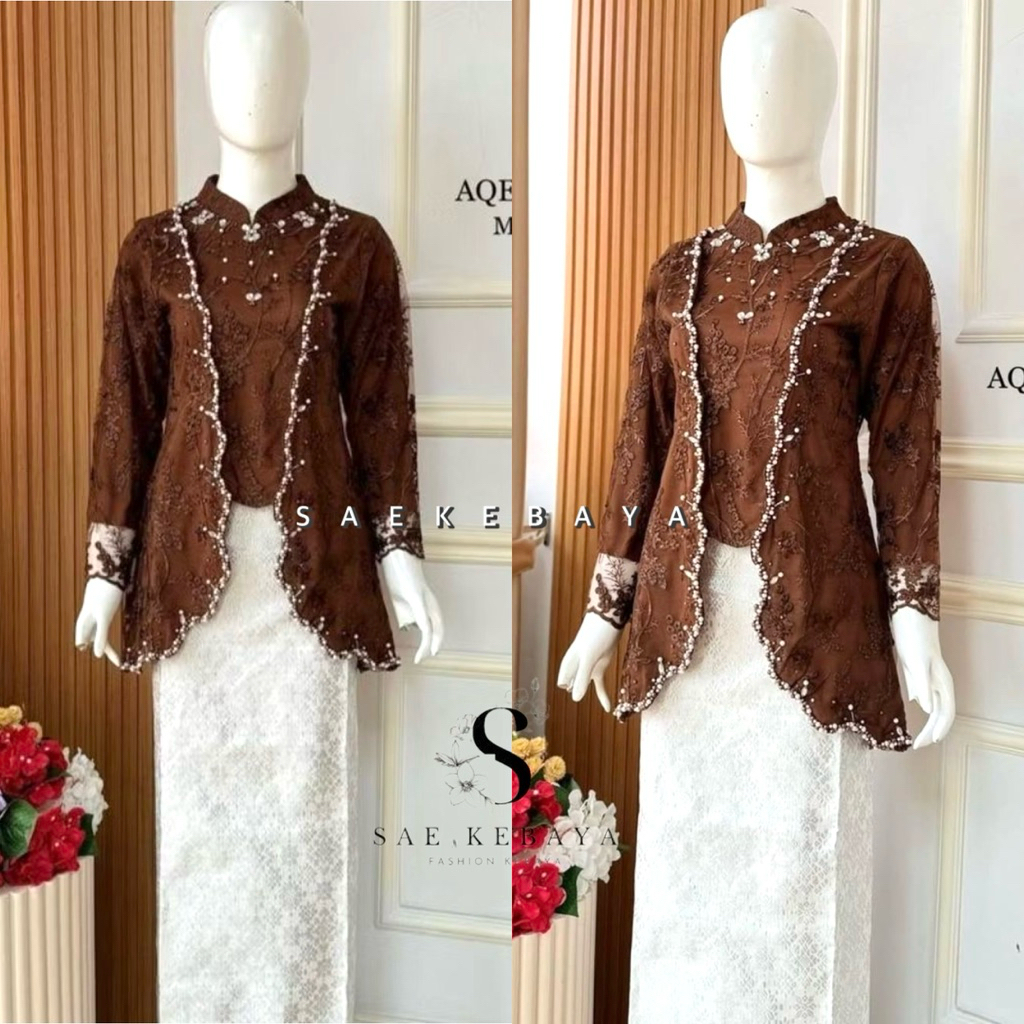 Set Kebaya Aqella - Kebaya Payet Modern - Baju Kebaya Wisuda Modern - Kebaya Pesta Modern - Kebaya L