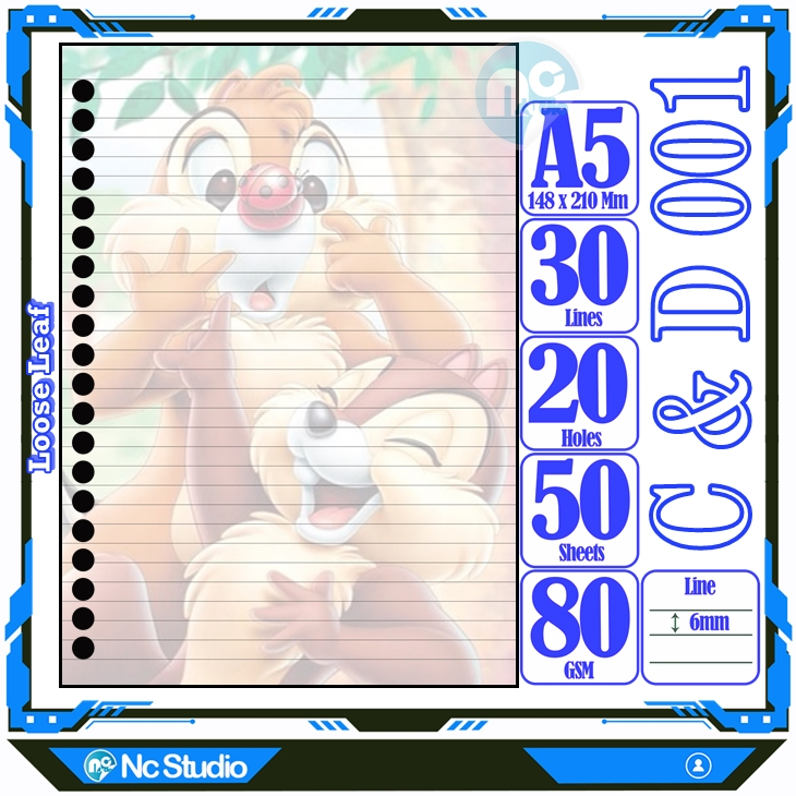 

Loose leaf Kertas binder A5 Isi 50 Lembar Polos karakter Chips & dale Si tupai Hewan kartun autestic autestik Estetik Buku Refil isi ulang lucu warna warni bergambar garis Repil Vol-2