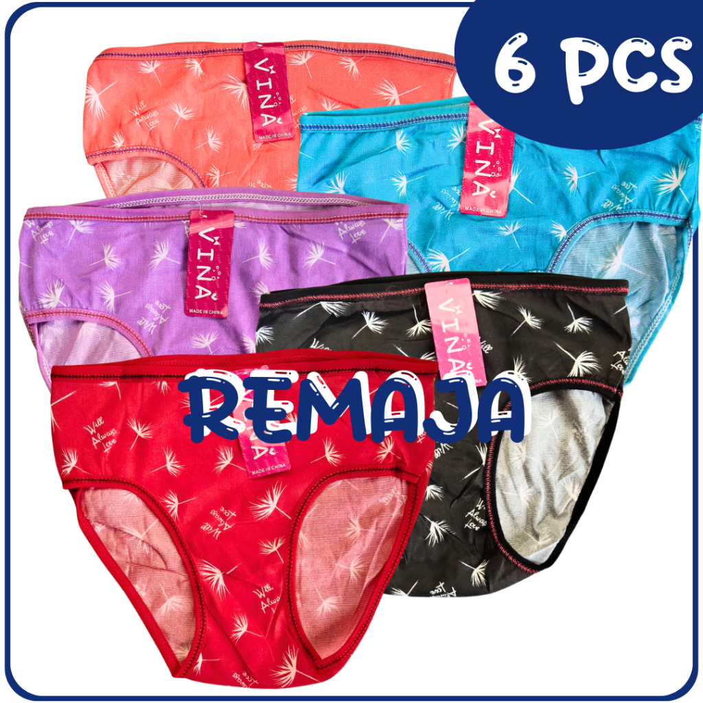 6 Pcs Celana Dalam Motif Impor Remaja Wanita / Celana Dalam Anak Lusinan OEMAH DALEMAN99