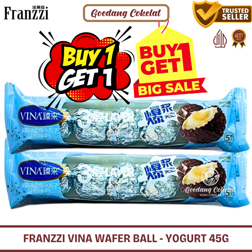 

FRANZZI VINA Wafer Ball Cookie Crumb Chocolate Rasa Yogurt Strawberry 45g