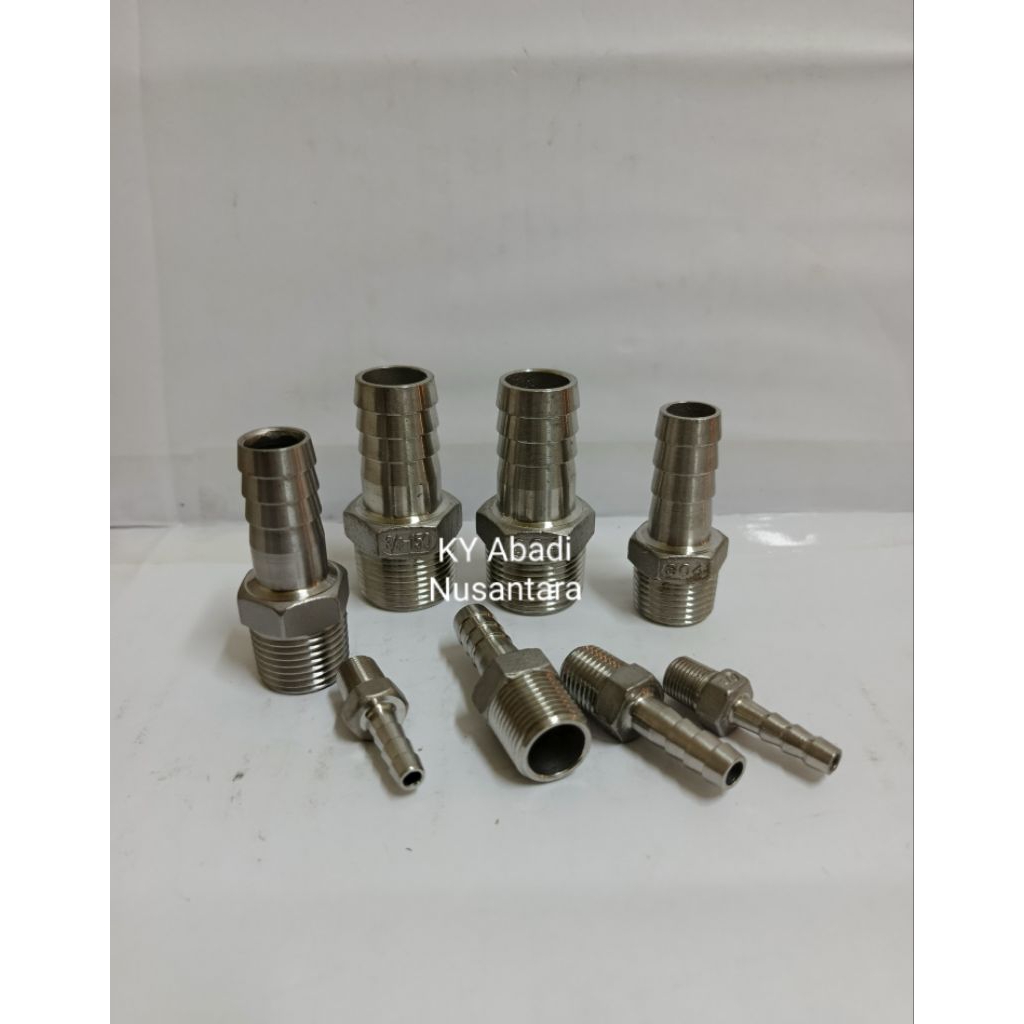 Hose nepel ss304 1/4"inch / nepel selang ss304