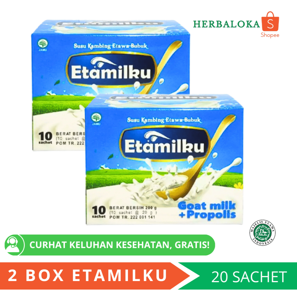 

PAKET HEMAT 2 BOX ETAMILKU Susu Kambing Etawa Bubuk Plus Propolis