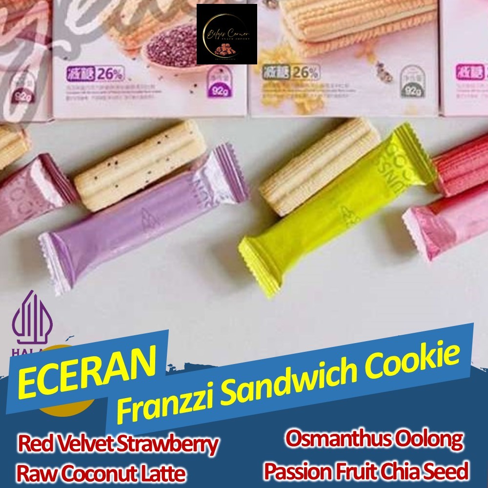

(ECERAN) Franzzi Sandwich Cookies Red Velvet Strawberry Passion Fruit Raw Coconut Osmanthus Oolong
