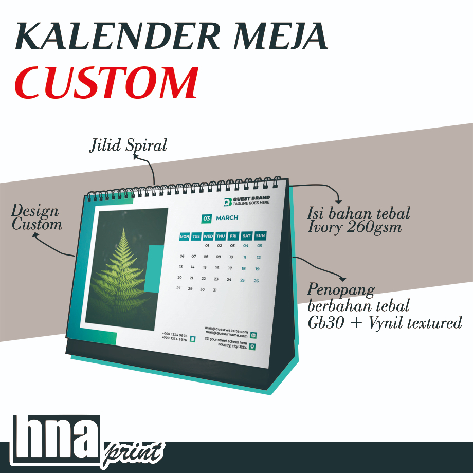 

Kalender Meja / Duduk Custom Ukuran A5