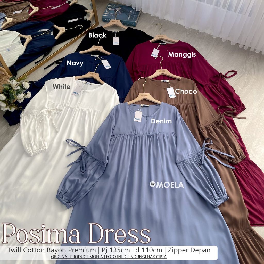 Posima Dress Gamis Polos Jumbo Allsize Busui Premium Catton Rayon Original Ori Moela Berlabel