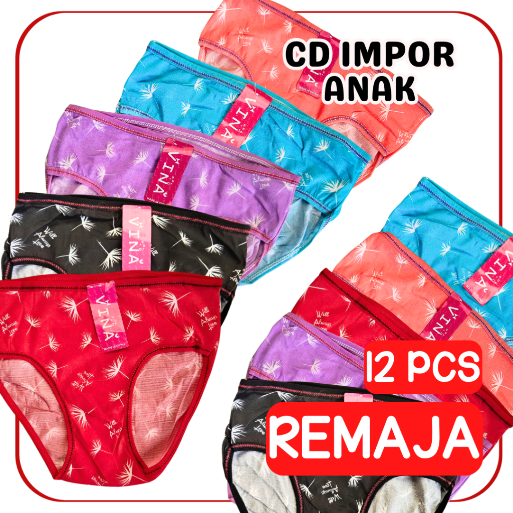 12 Pcs Celana Dalam Motif Impor Remaja Wanita / Celana Dalam Anak Lusinan GRIYO DALEMAN99