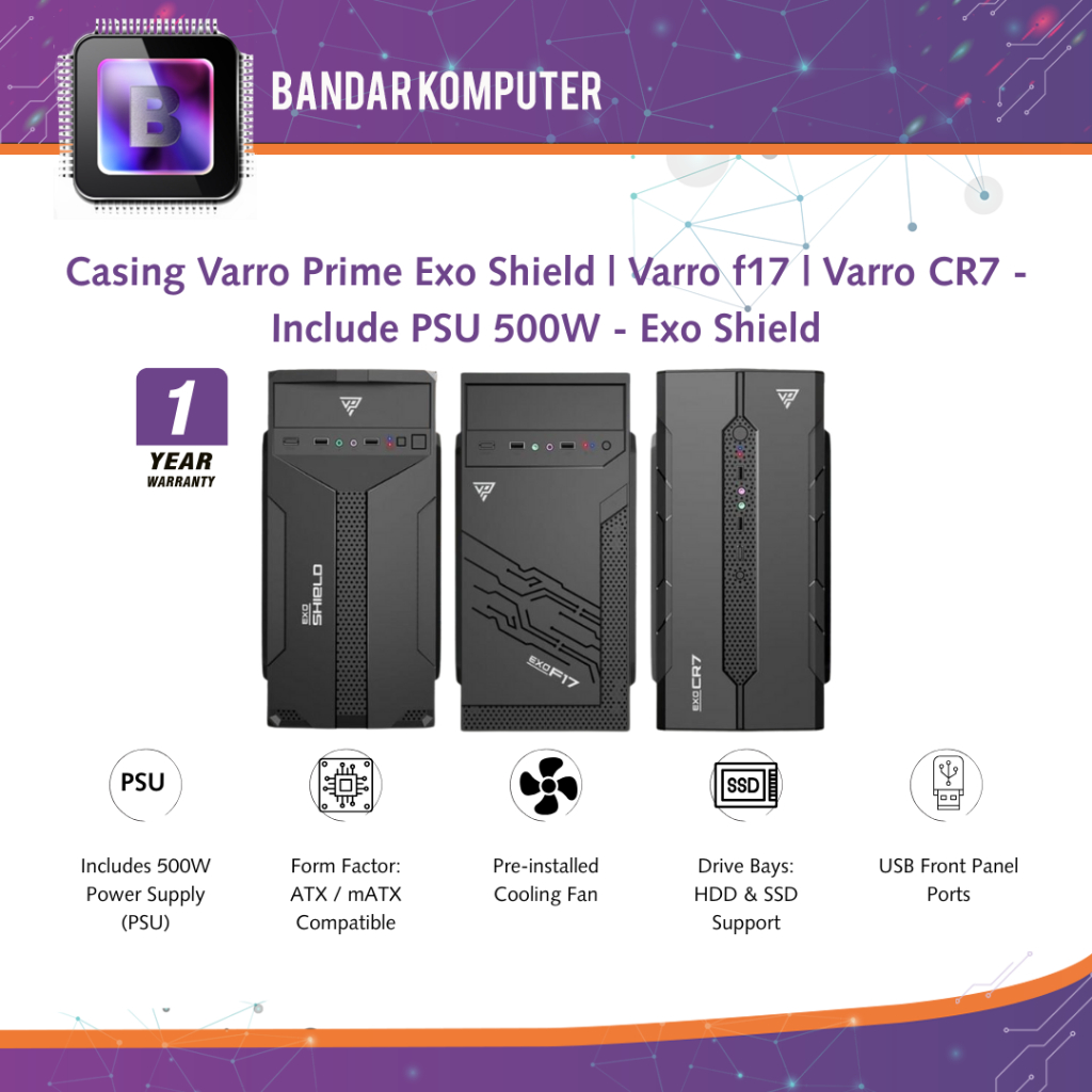 Casing Varro Prime Exo Shield | Varro f17 | Varro CR7 - Include PSU 500W