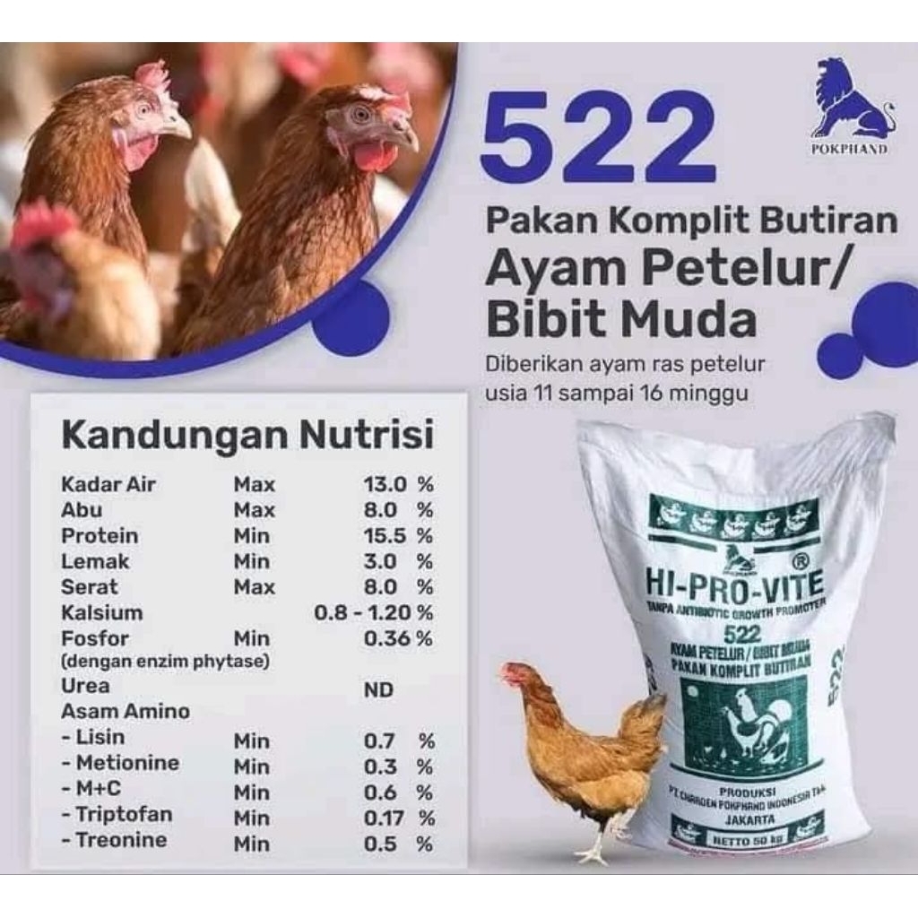 PAKAN CP 522 BRAVO REPACK 1 KG AYAM PETELUR FASE GROWER CRUMBLE