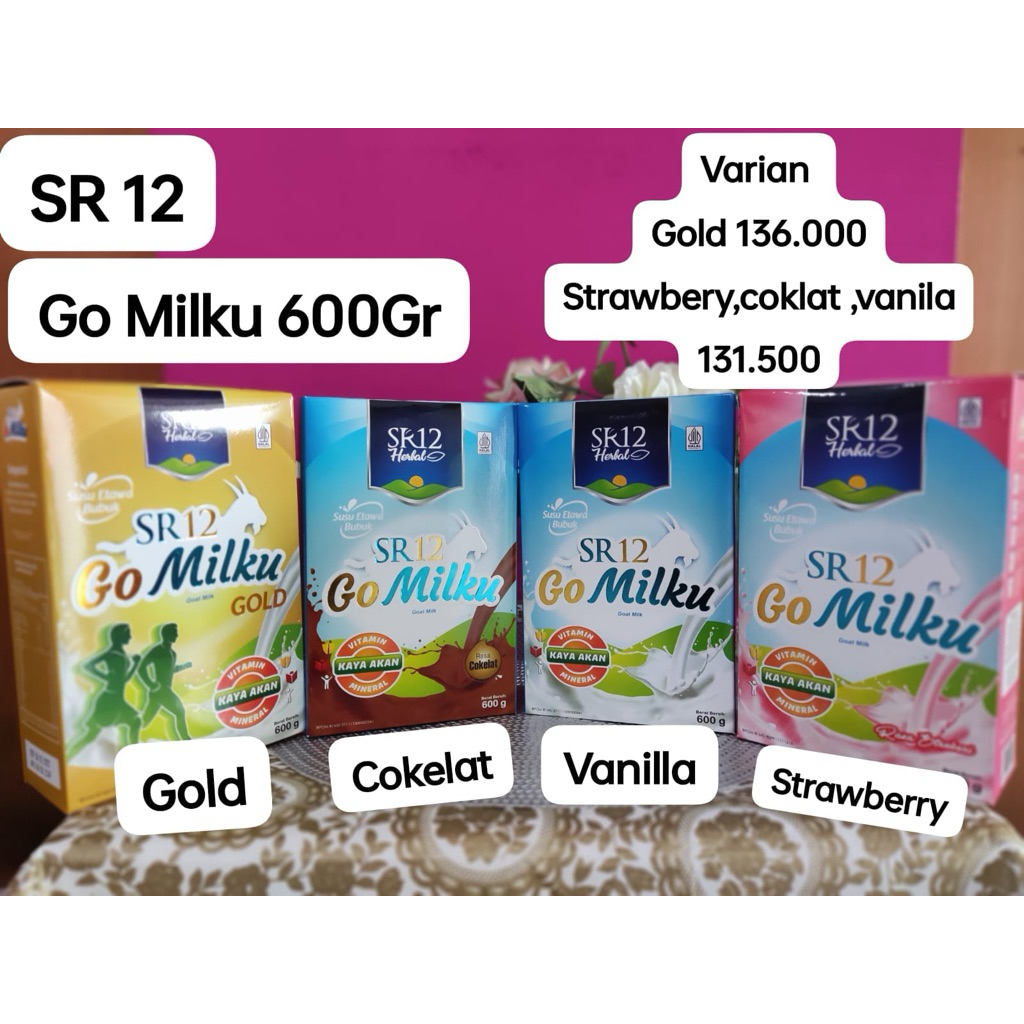 

SR 12 GO MILKU BOX 600 GRAM/ SUSU KAMBING ETAWA 100% ORIGINAL