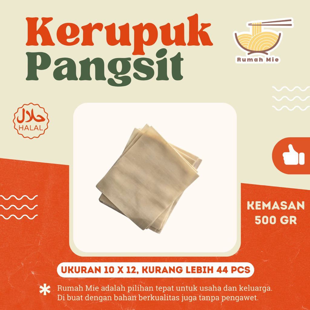 

Kulit Pangsit | Kerupuk Pangsit | Kulit Pangsit Halal (Kemasan 500 Gr) Ukuran 10 x 12 CM