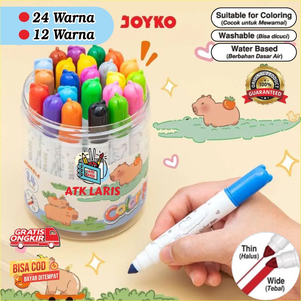 

SPIDOL WARNA JOYKO, Pulpen Pena Warna Joyko CLP - 63 12 WARNA & 24 warna, Color Pen JOYKO