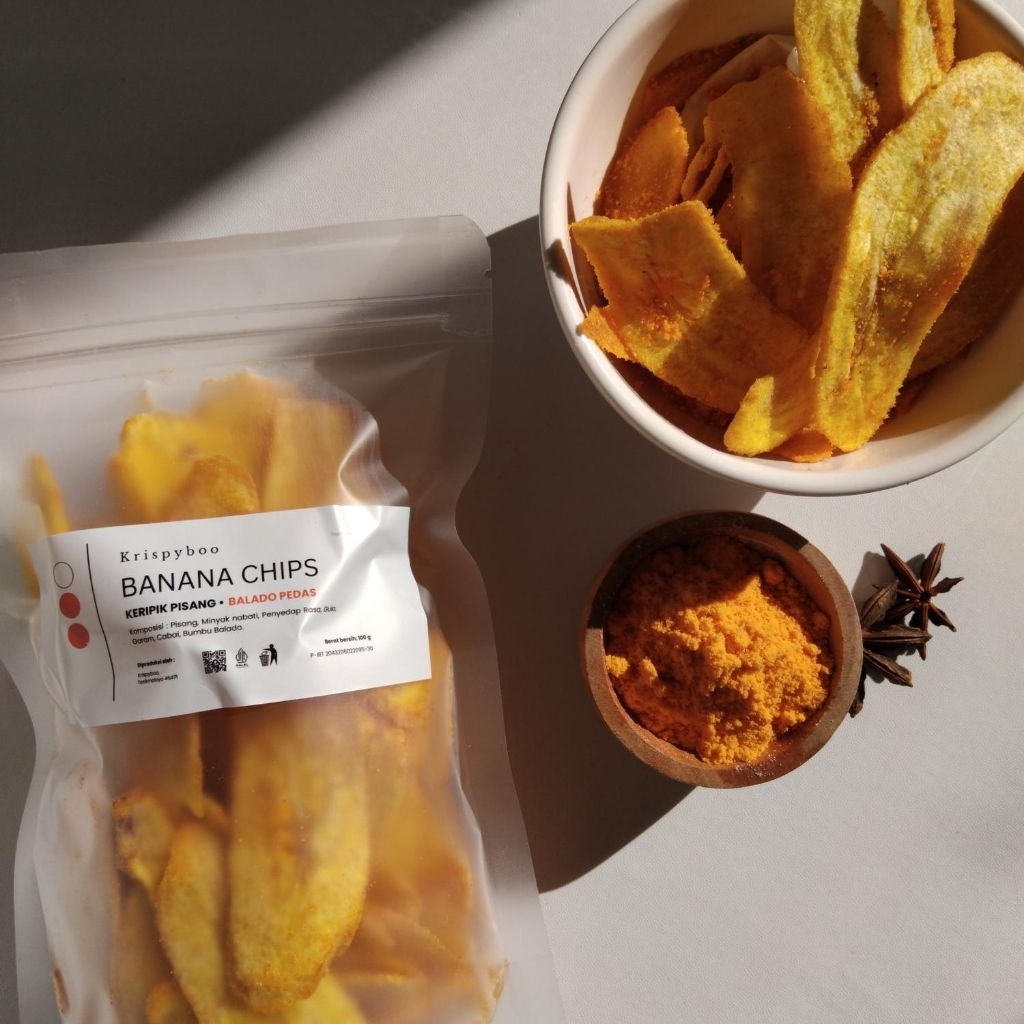 

Krispyboo - Camilan Snack Keripik Pisang Premium | Balado Pedas - Spicy Balado