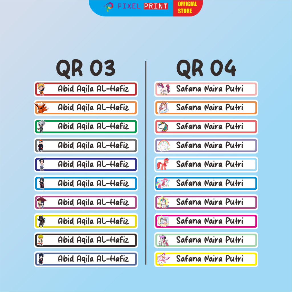 

DISKON PIXEL PRINT - STIKER NAMA ALAT TULIS / STIKER CUSTOM NAMA ANAK / STIKER UNTUK ATK / LABEL