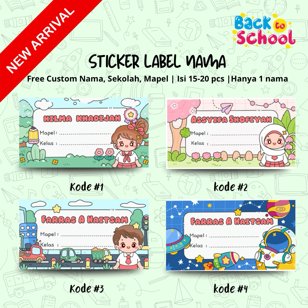 

NEW - Label Nama Buku Motif Cewe dan Cowok 20 pcs