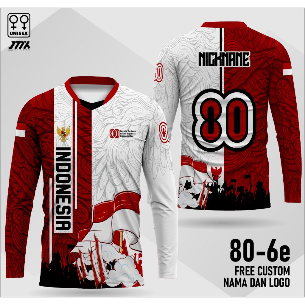 Kaos Baju Jersey HUT RI 80 Tahun 2025 Kaos 17 Agustus 2025 Kaos Garuda Timnas Indonesia ke 80 Tahun 
