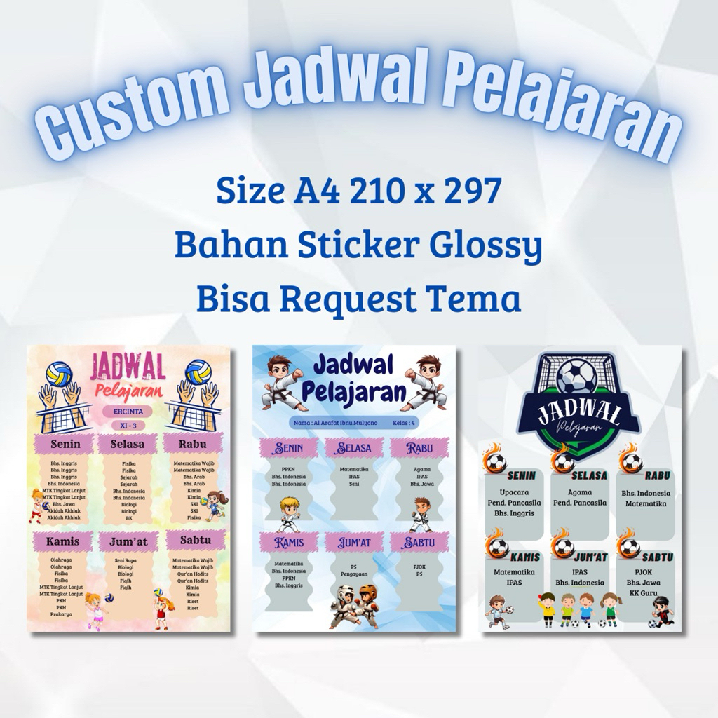 

CUSTOM JADWAL PELAJARAN BISA REQUEST TEMA