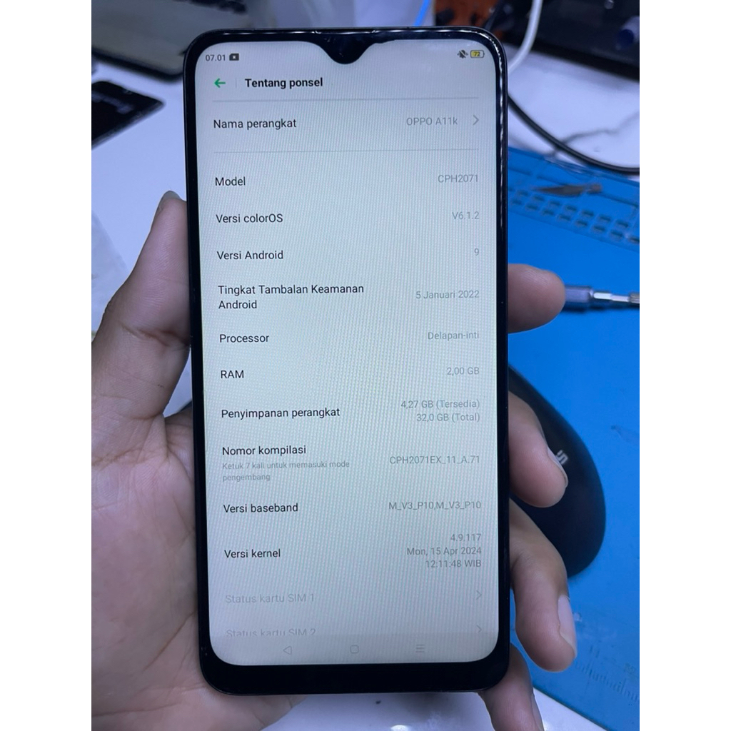 LCD original copotan oppo A11k