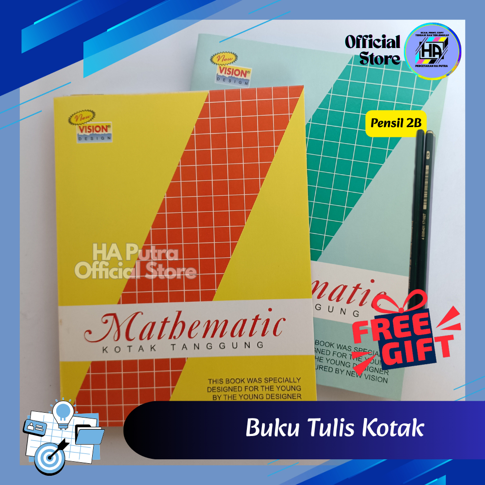

Buku Tulis Kotak Tanggung Matematika - Buku Kotak 2B isi 38 Lembar + Free Pensil