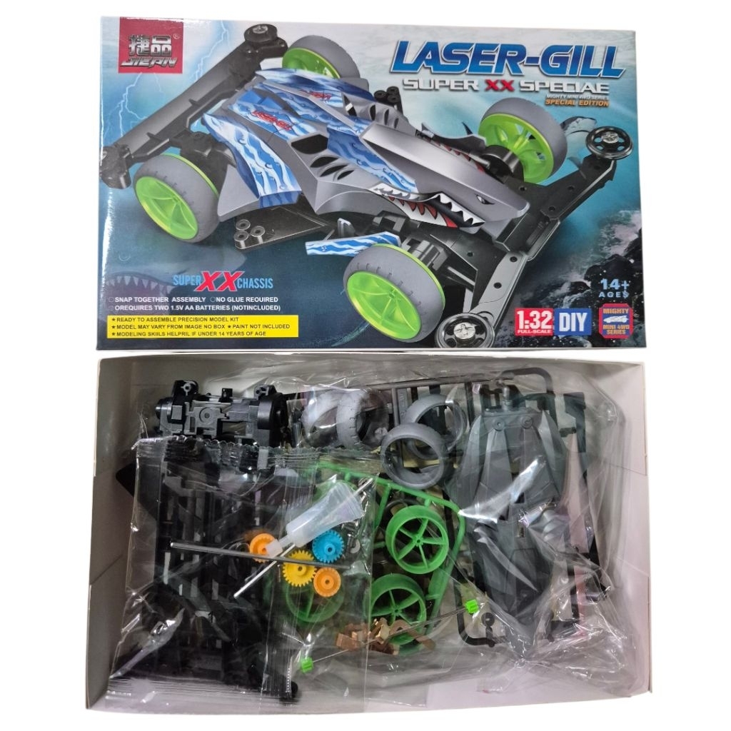 Rep tamiya mini 4wd merek JIEPIN Laser Gill Super XX Chassis