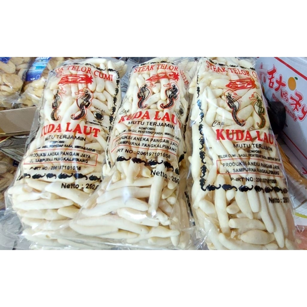 

Kerupuk Telor Cumi Khas Bangka Cap Kuda Laut Kemasan 250 Gram