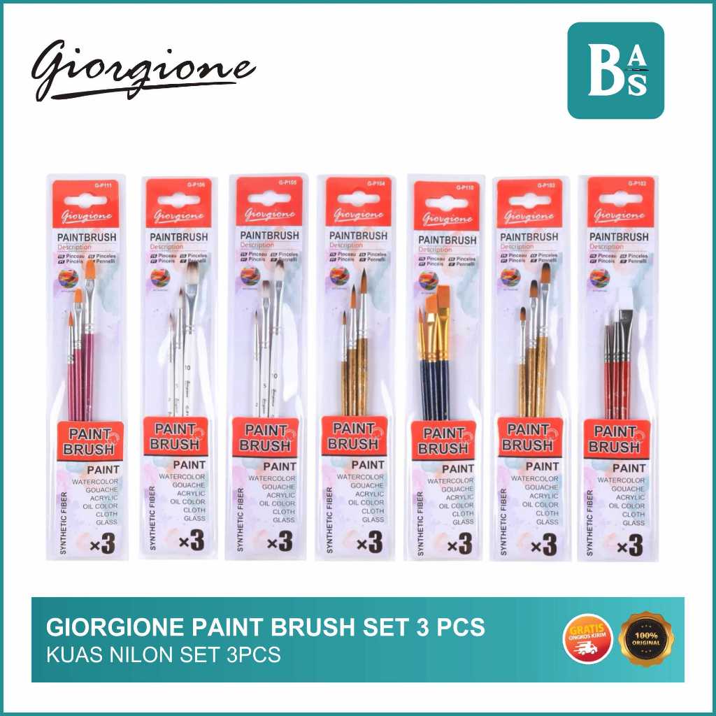 

Giorgione - Paint Brush Set 3pcs - Kuas Lukis Set isi 3 - Bali Art Supplies